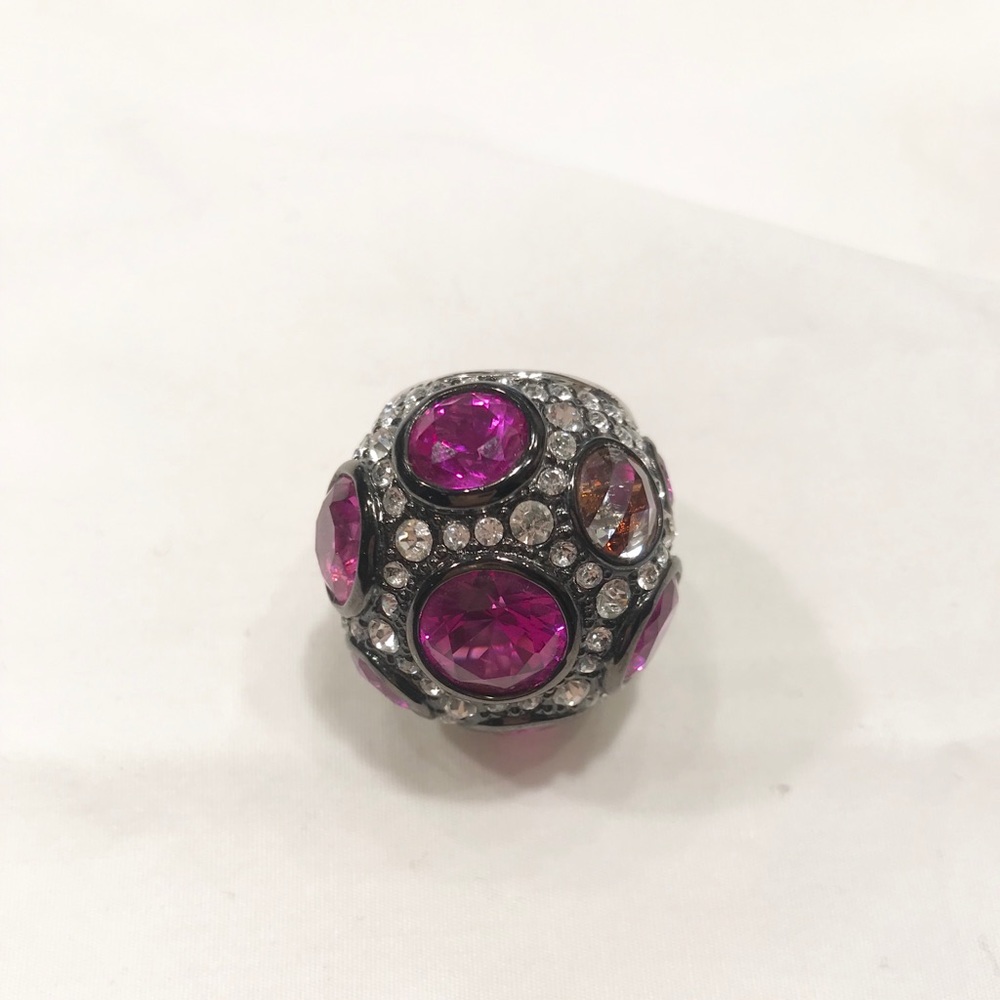 Henri Bendel Magenta Pink Pave Dome cocktail ring.